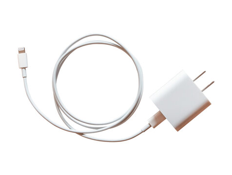 USB charging cable of smartphone isolated on transparent background. PNG File