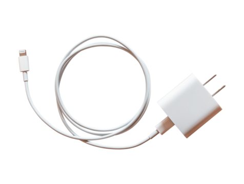 USB charging cable of smartphone isolated on transparent background. PNG File - Powered by Adobe