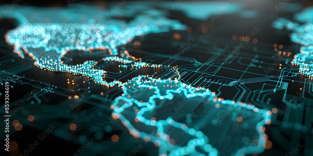 Poster create a global network map with black teal and orange color scheme. concept sure, here is a global 