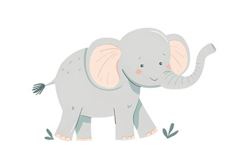 Fototapeta premium Cute elephant,safari animals.Wild animals of Africa.Simple cartoon flat illustration on transparent background PNG