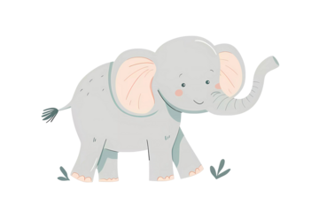 Cute elephant,safari animals.Wild animals of Africa.Simple cartoon flat illustration on transparent background PNG