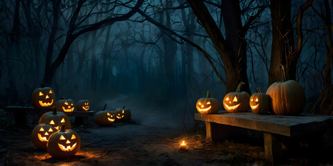 Sinister Cemetery: Moonlit Halloween Night, Haunted Forest: Night of the Jack-O'-Lanterns, Enchanted Pumpkin Patch: Moonlit Glow