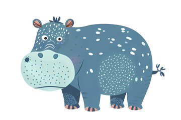 Obraz premium Cute hippopotamus,safari animals.Wild animals of Africa.Simple cartoon flat illustration on transparent background PNG
