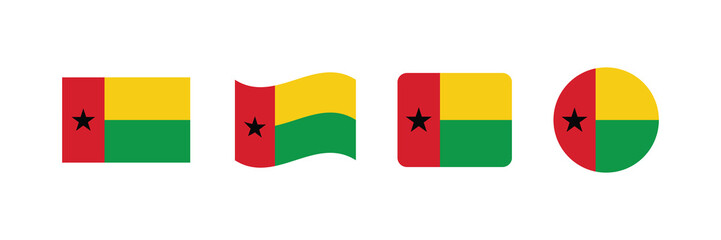 Vector Guinea Bissau flag. Set of Guinea Bissau Flags Collection. 
