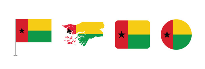 Vector Guinea Bissau flag. Set of Guinea Bissau Flags Collection. 

