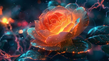 Glowing Rose with Sparkling Lights