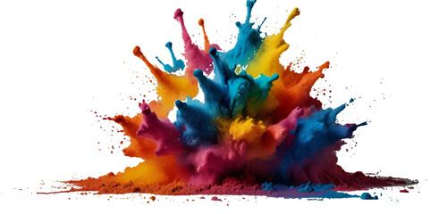 Colorful smoke rainbow painted holi fog festival background. Colorful rainbow paint color smoke cloud explosion isolated on transparent background.