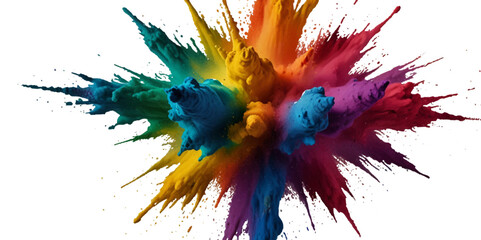Colorful smoke rainbow painted holi fog festival background. Colorful rainbow paint color smoke cloud explosion isolated on transparent background.