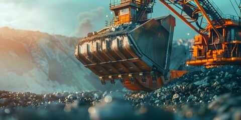 Image of advanced iron ore mining technology in action. Concept Mining Technology, Advanced Machinery, Extraction Process, Industrial Operations, Iron Ore Mining