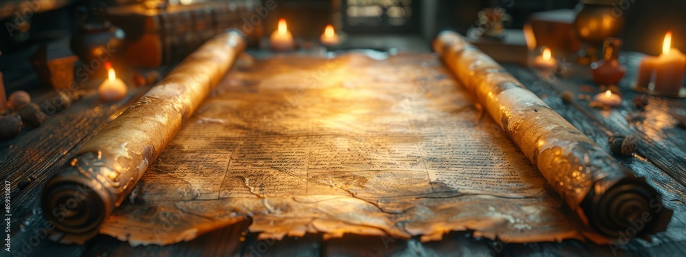 Aufkleber ancient paper with a parchment page featuring an empty space in the center.
