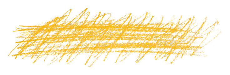 Yellow pencil strokes isolated on transparent background.