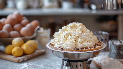 waffles with cream on top