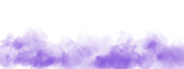 Fog or smoke. Purple smog clouds on floor, isolated transparent special effect. Morning fog over land or water surface, magic haze. PNG.
