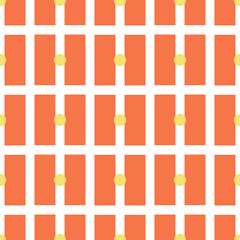 Seamless geometric pattern with orange rectangles and yellow circles