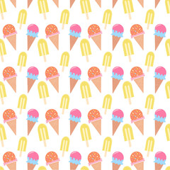 Seamless pattern Ice cream cones and popsicle pattern illustration
