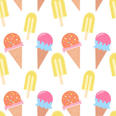 Seamless pattern Ice cream cones and popsicle pattern illustration