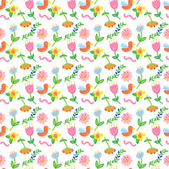 Colorful nature-themed seamless pattern