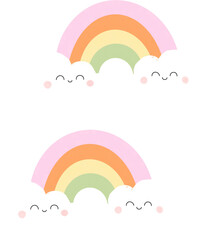 Cute Rainbow and Smiling Clouds Illustration