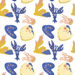 Seamless sea creatures pattern