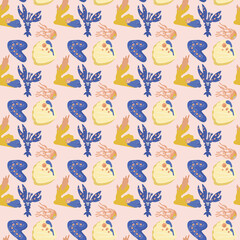 Seamless sea creatures pattern