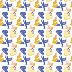 Seamless sea creatures pattern