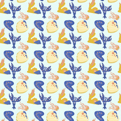 Seamless sea creatures pattern
