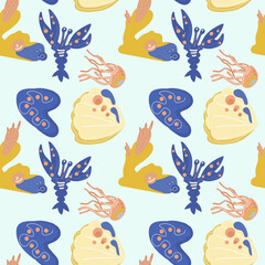 Seamless sea creatures pattern