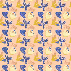 Seamless sea creatures pattern