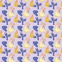 Seamless sea creatures pattern