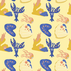 Seamless sea creatures pattern