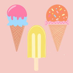Ice cream and popsicle
