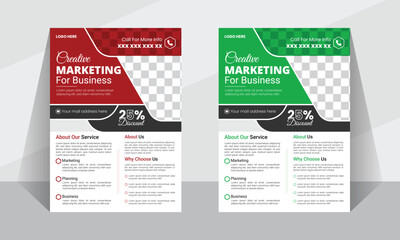 Modern clean professional vactor leaflet design template for business with gradient red & green color version available