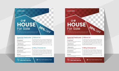 Modern clean professional vactor real estate leaflet design template