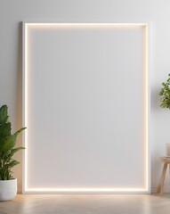 Scandinavian room interior with mock up photo frame, Luxury living room in house with modern interior design, Modern interior design. 3D render