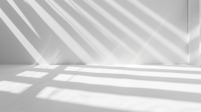 Abstract white interior with shadows on the wall. 3d render illustration