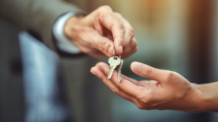 A person handing over house keys