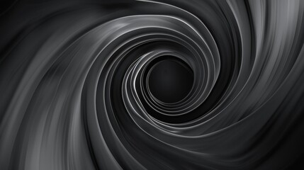 A swirling black vortex with a linear extension, showcasing dynamic motion and abstract beauty in minimal modern greys.