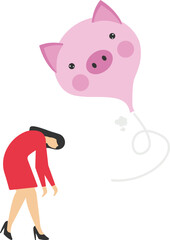 Loss money from economic crisis or stock market crash, financial problem or losing all savings pension concept,

