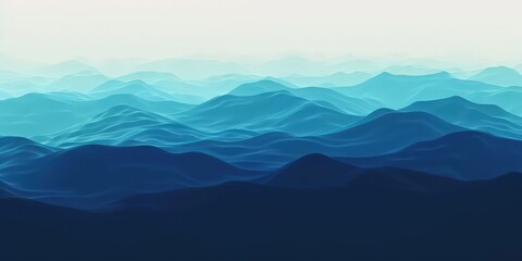 Abstract Blue Mountain Range Illustration