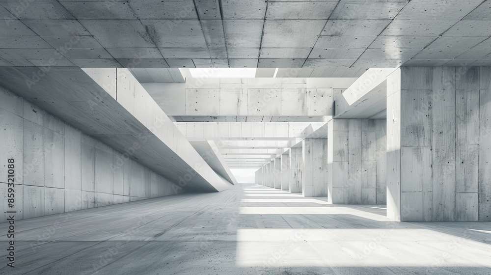 Poster minimalistic abstract concrete interior with pitched tunnel design, showcasing modern architecture a