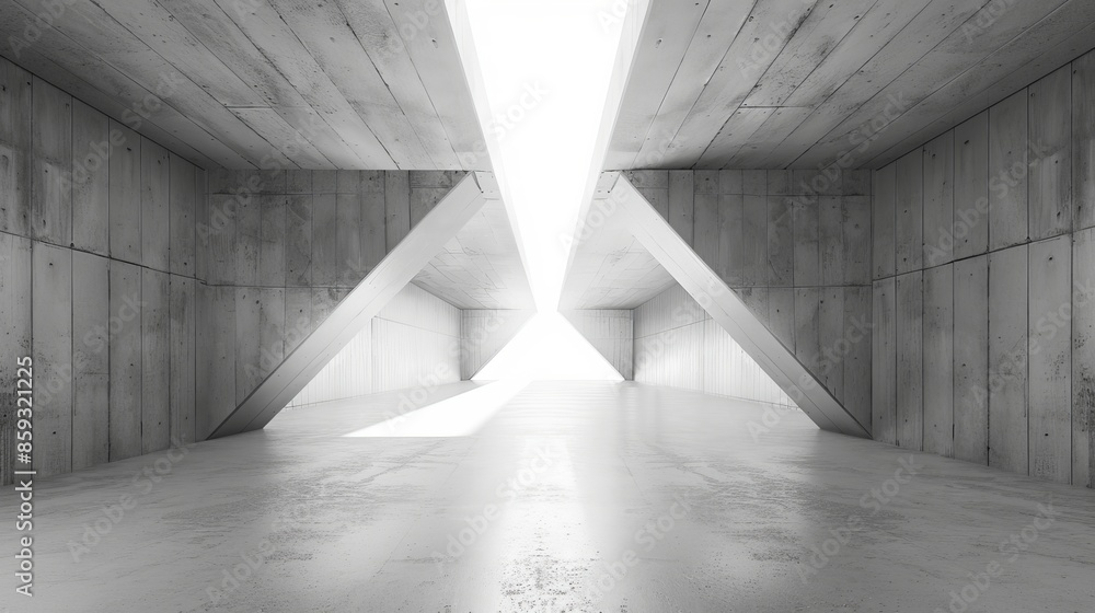 Poster minimalistic abstract concrete interior with pitched tunnel design, showcasing modern architecture a