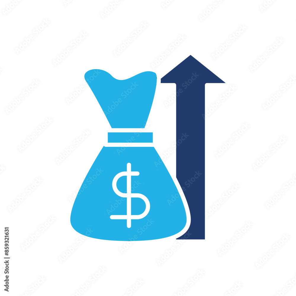 Poster money moving up colored icon vector design good for web or mobile app