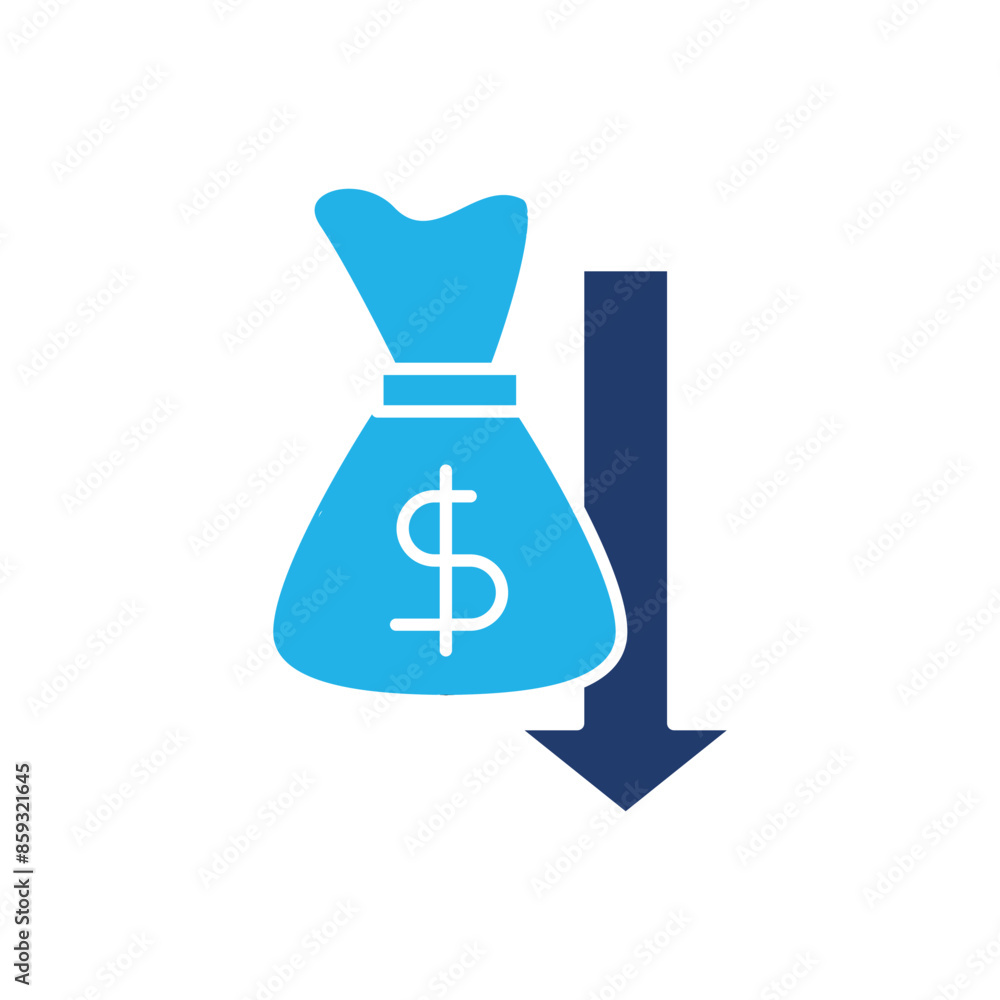 Poster money moving down colored icon vector design good for web or mobile app