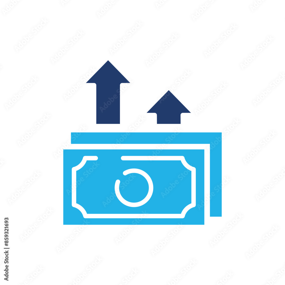Poster money moving up colored icon vector design good for web or mobile app