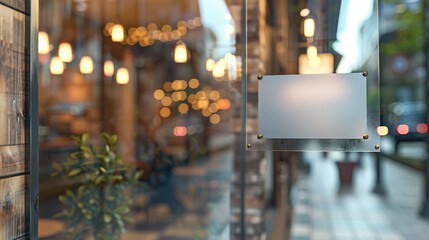 Display window sign with space for customizable text and authentic reflections on vintage glass