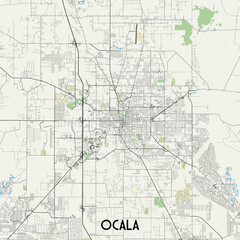 Ocala, Florida, USA map poster art