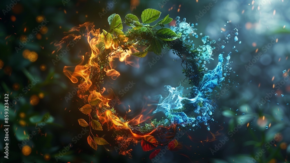 Aufkleber immerse yourself in a visually mesmerizing artistic representation showcasing the four elements of n