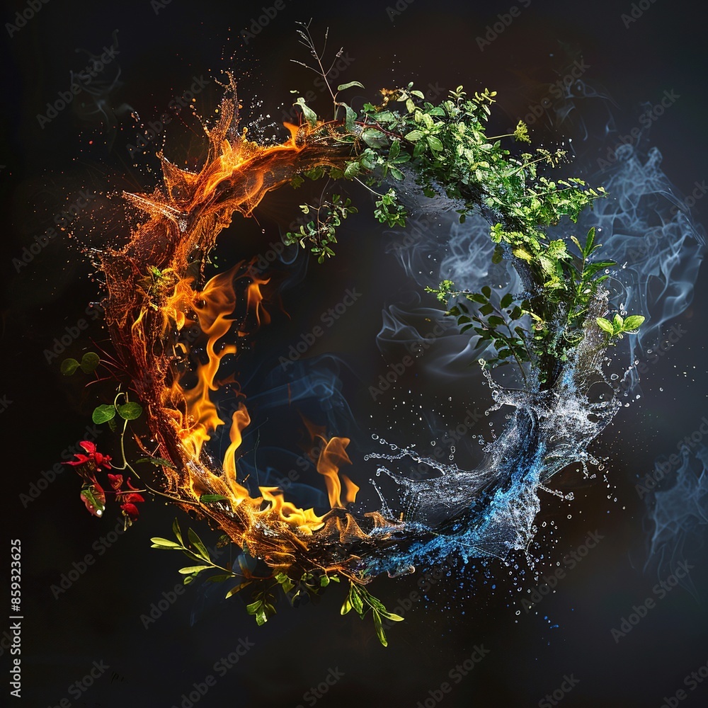 Aufkleber immerse yourself in a visually mesmerizing artistic representation showcasing the four elements of n