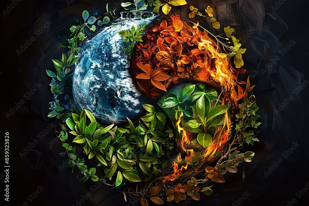Aufkleber immerse yourself in a visually mesmerizing artistic representation showcasing the four elements of n