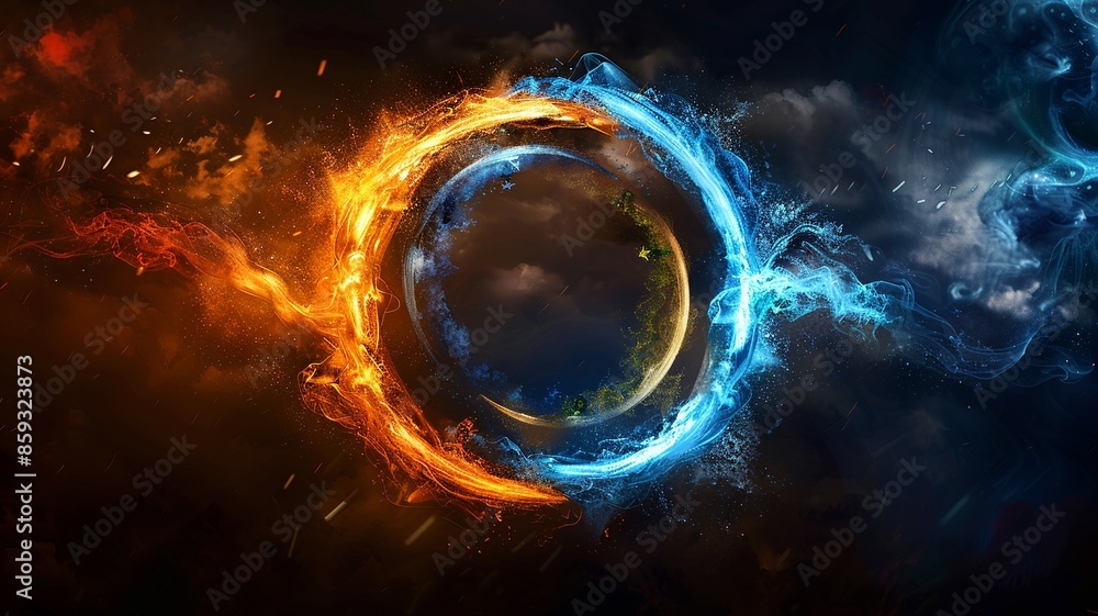 Aufkleber immerse yourself in a visually mesmerizing artistic representation showcasing the four elements of n